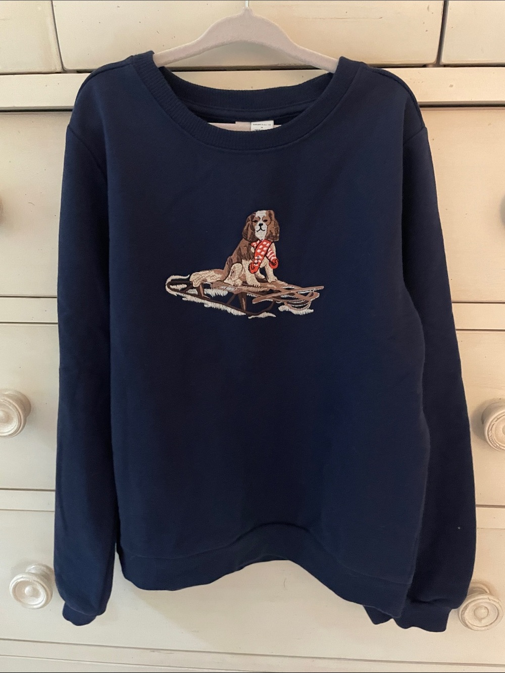 Janie and Jack Cavalier King Charles Navy Dog-Embroidered Pet Sweatshirt size 10
